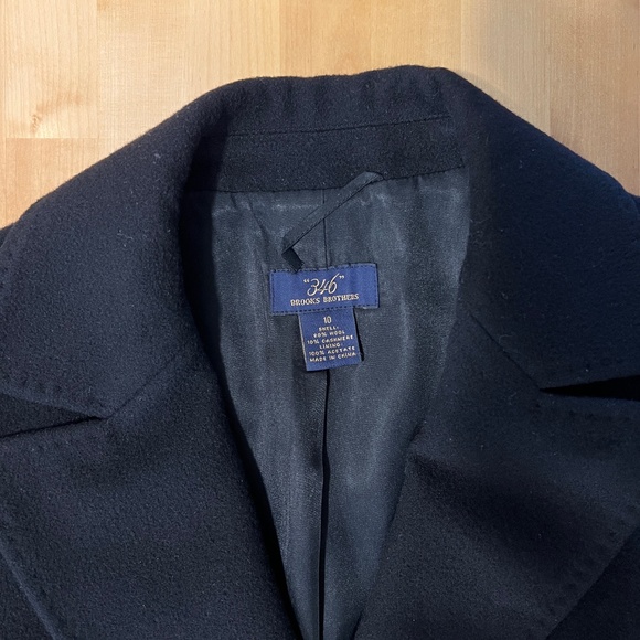 Brooks Brothers 346 Black Wool-Cashmere Blend Trench Coat, Women's Size 10 - Picture 4 of 15